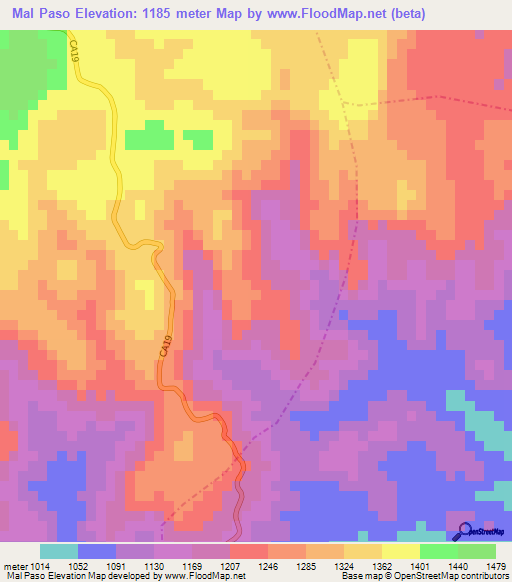 Mal Paso,Guatemala Elevation Map