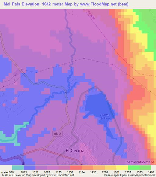 Mal Pais,Guatemala Elevation Map