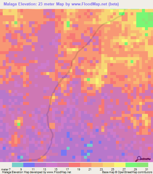 Malaga,Guatemala Elevation Map