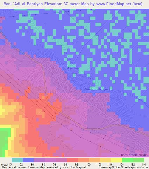 Bani `Adi al Bahriyah,Egypt Elevation Map