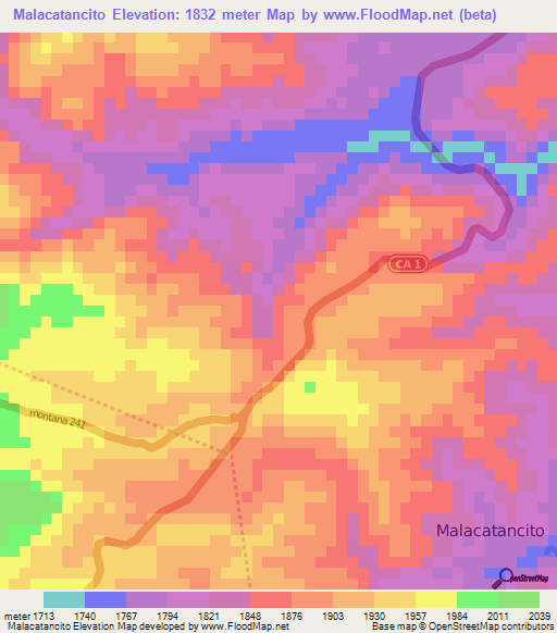 Malacatancito,Guatemala Elevation Map