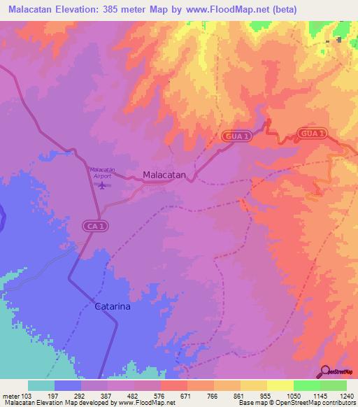 Malacatan,Guatemala Elevation Map