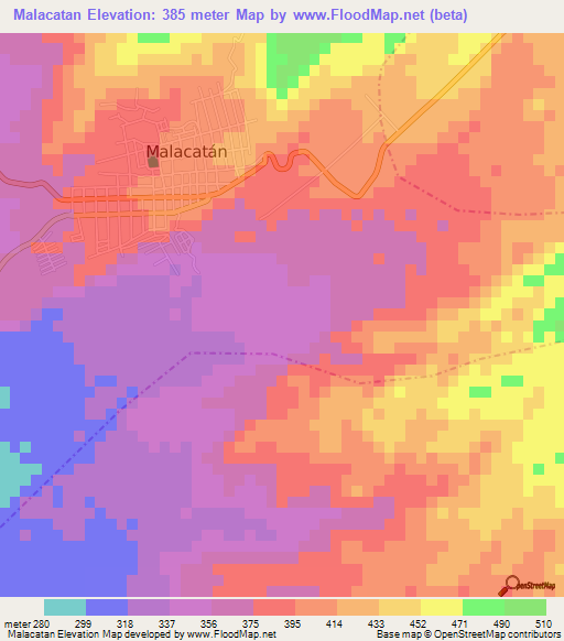 Malacatan,Guatemala Elevation Map