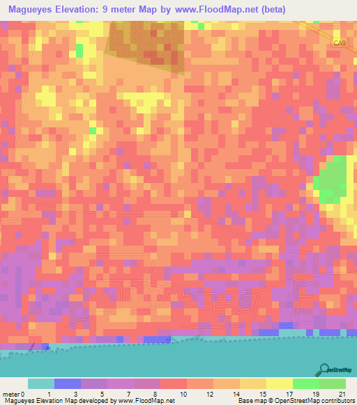 Magueyes,Guatemala Elevation Map