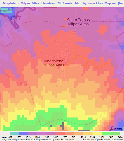 Magdalena Milpas Altas,Guatemala Elevation Map