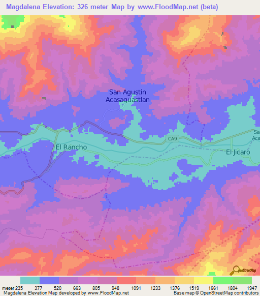 Magdalena,Guatemala Elevation Map