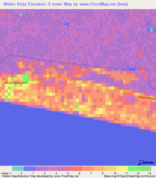 Madre Vieja,Guatemala Elevation Map