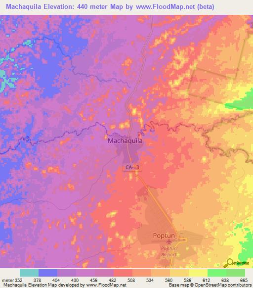 Machaquila,Guatemala Elevation Map