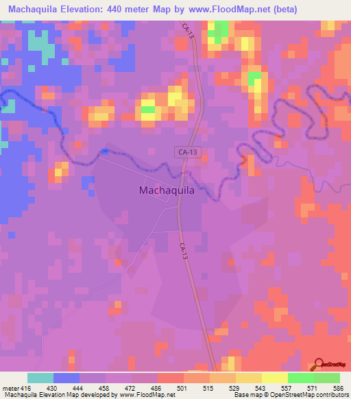 Machaquila,Guatemala Elevation Map