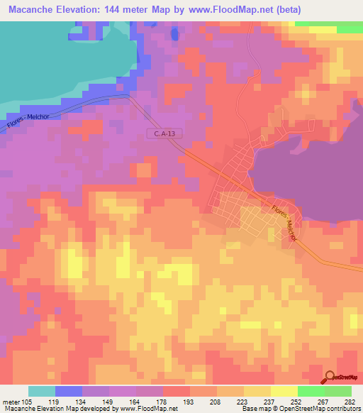 Macanche,Guatemala Elevation Map