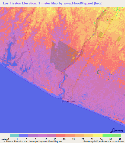 Los Tiestos,Guatemala Elevation Map