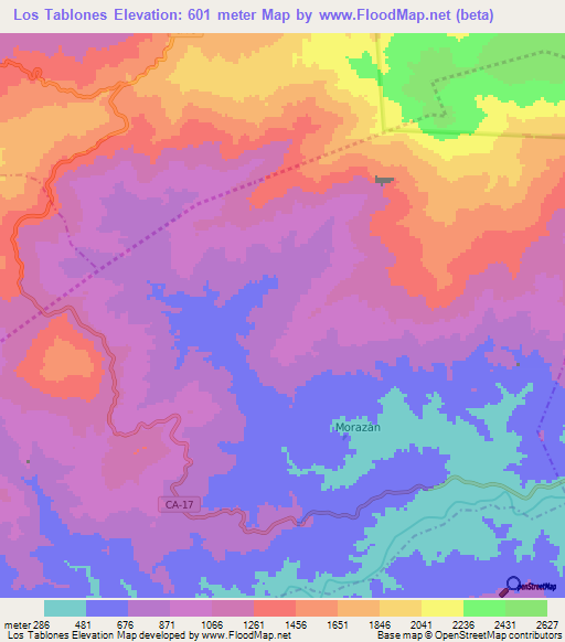 Los Tablones,Guatemala Elevation Map