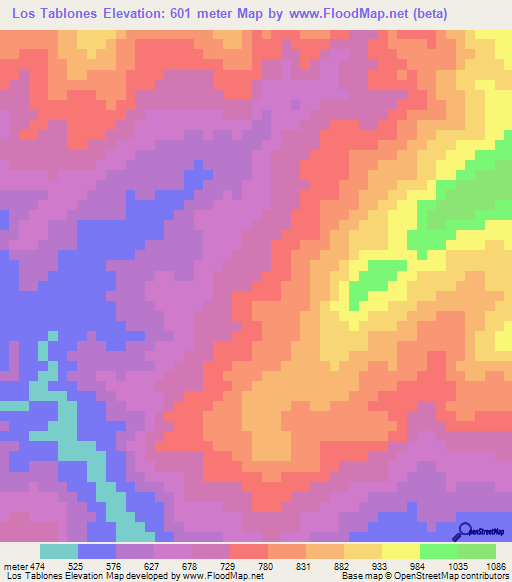 Los Tablones,Guatemala Elevation Map