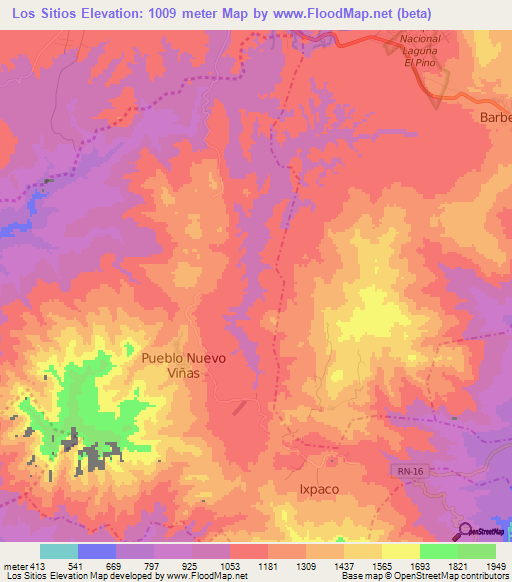 Los Sitios,Guatemala Elevation Map