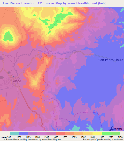 Los Riscos,Guatemala Elevation Map