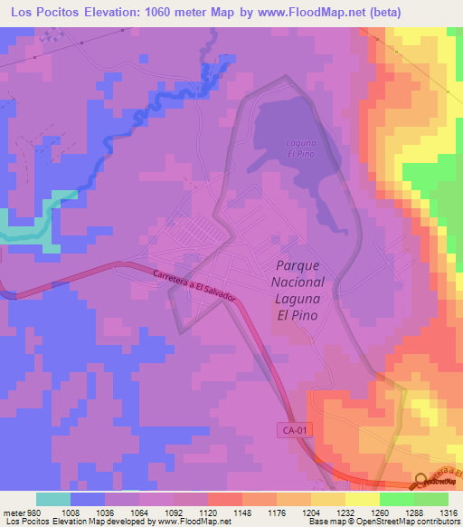 Los Pocitos,Guatemala Elevation Map