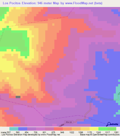 Los Pocitos,Guatemala Elevation Map