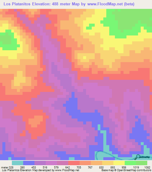 Los Platanitos,Guatemala Elevation Map