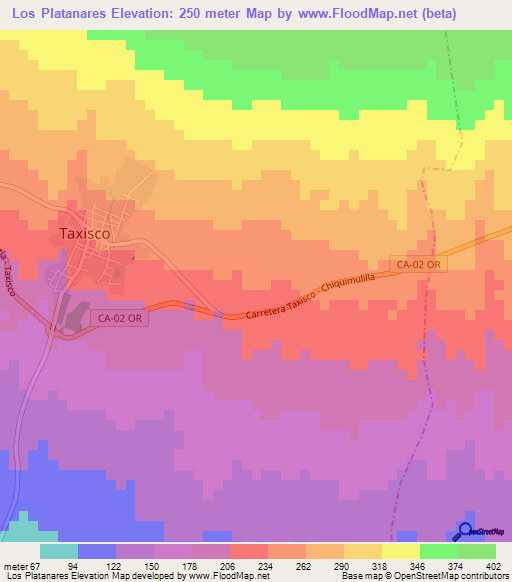 Los Platanares,Guatemala Elevation Map