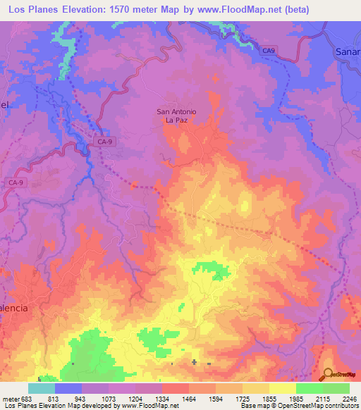 Los Planes,Guatemala Elevation Map