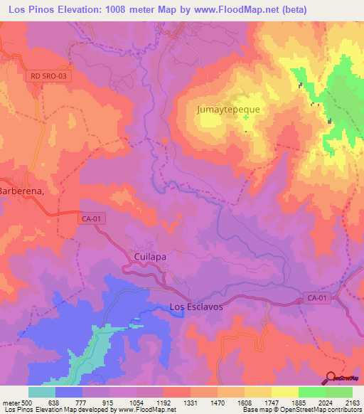 Los Pinos,Guatemala Elevation Map