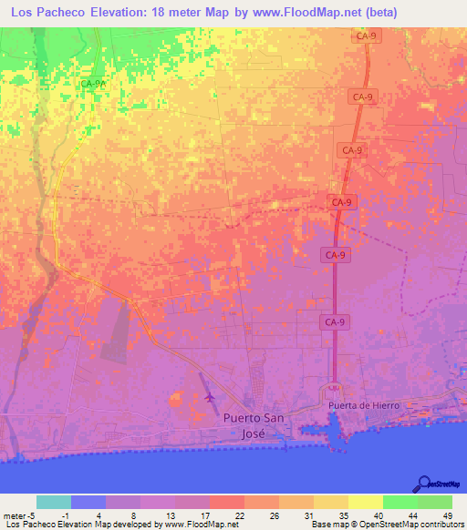 Los Pacheco,Guatemala Elevation Map