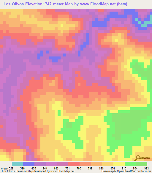 Los Olivos,Guatemala Elevation Map