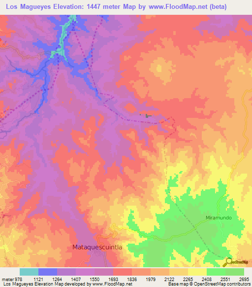 Los Magueyes,Guatemala Elevation Map