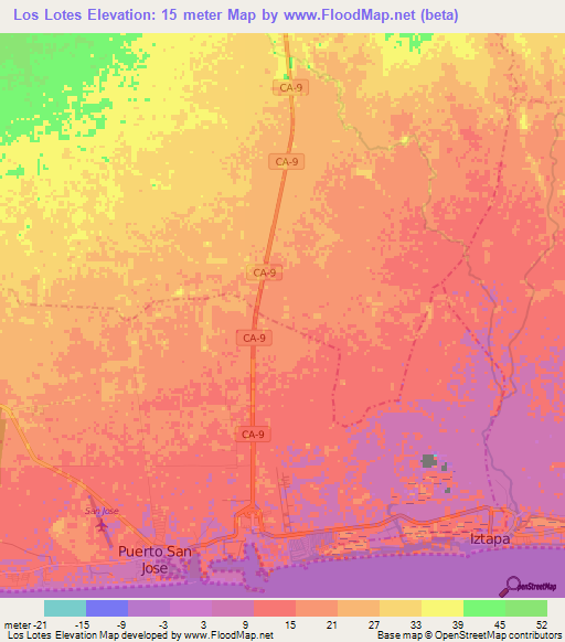 Los Lotes,Guatemala Elevation Map