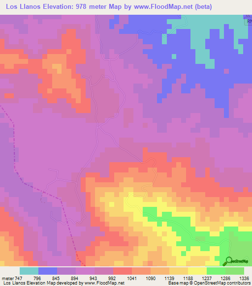 Los Llanos,Guatemala Elevation Map