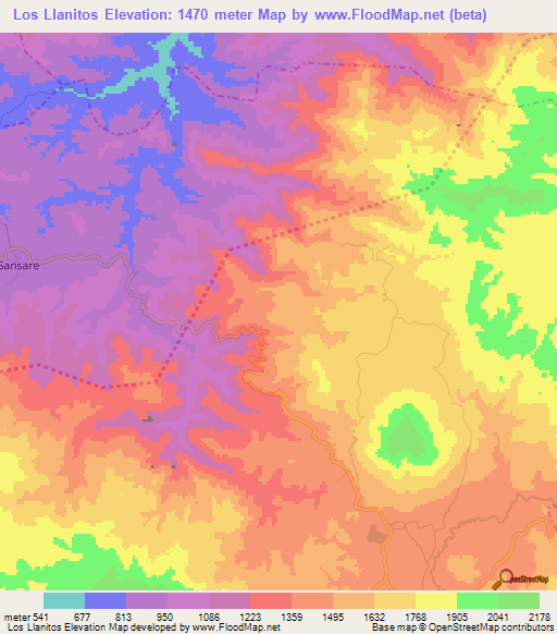 Los Llanitos,Guatemala Elevation Map