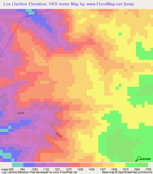 Los Llanitos,Guatemala Elevation Map