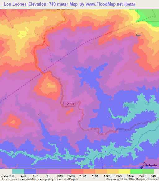 Los Leones,Guatemala Elevation Map