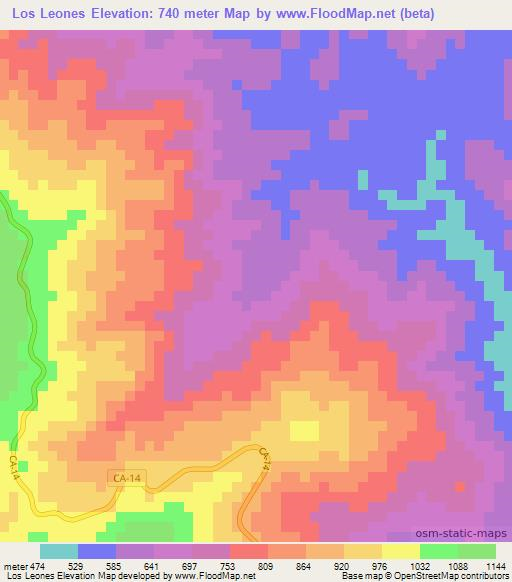 Los Leones,Guatemala Elevation Map