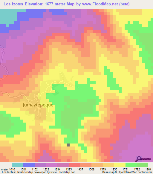 Los Izotes,Guatemala Elevation Map