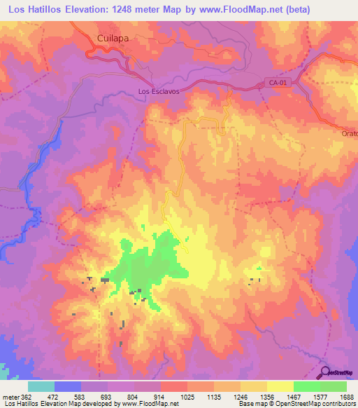 Los Hatillos,Guatemala Elevation Map