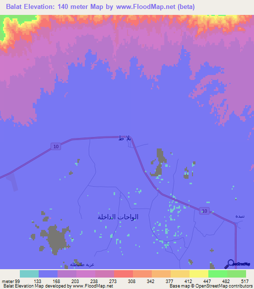 Balat,Egypt Elevation Map