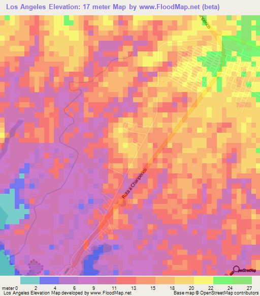 Los Angeles,Guatemala Elevation Map