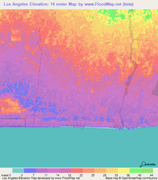 Los Angeles,Guatemala Elevation Map