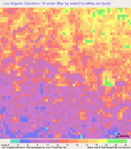 Los Angeles,Guatemala Elevation Map