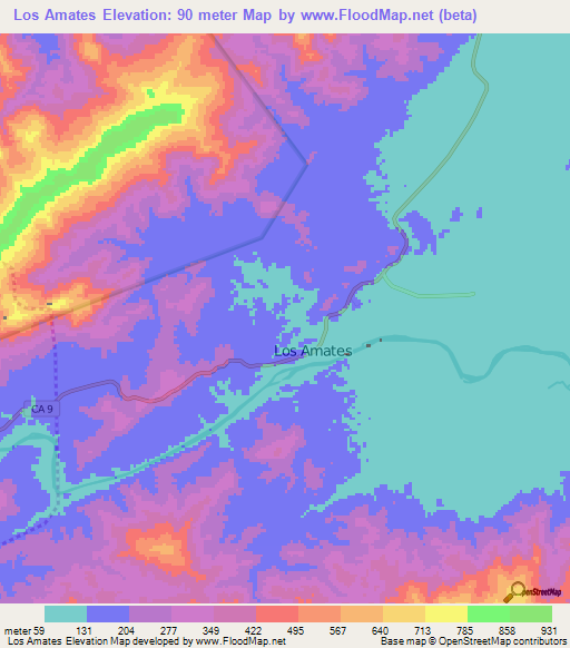 Los Amates,Guatemala Elevation Map