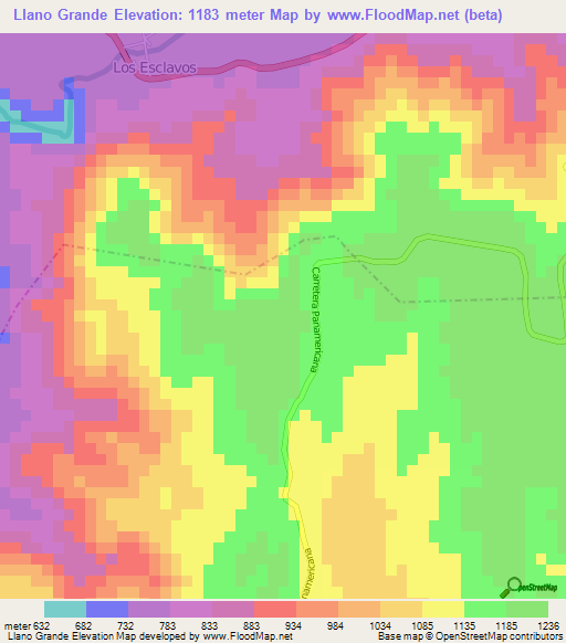 Llano Grande,Guatemala Elevation Map