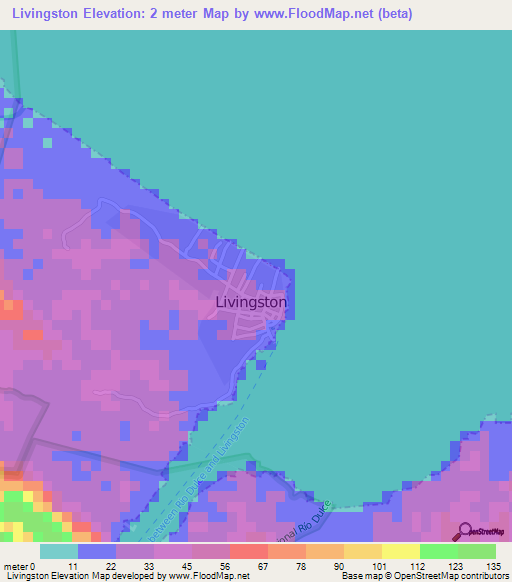 Livingston,Guatemala Elevation Map