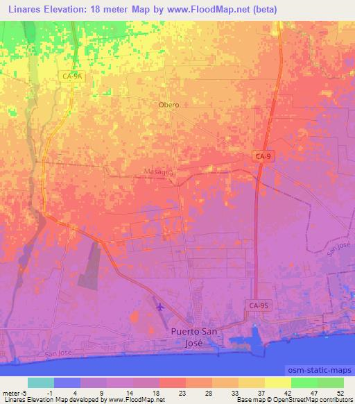 Linares,Guatemala Elevation Map