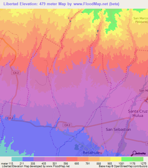 Libertad,Guatemala Elevation Map