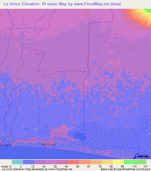 La Union,Guatemala Elevation Map