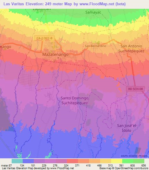 Las Varitas,Guatemala Elevation Map