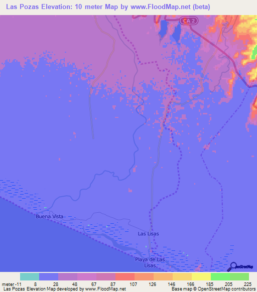 Las Pozas,Guatemala Elevation Map