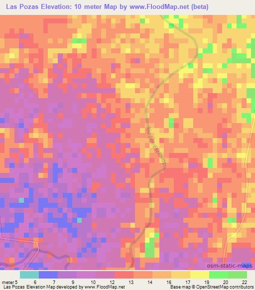 Las Pozas,Guatemala Elevation Map