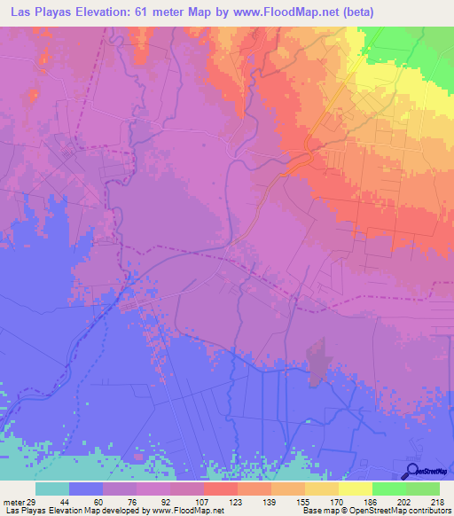 Las Playas,Guatemala Elevation Map